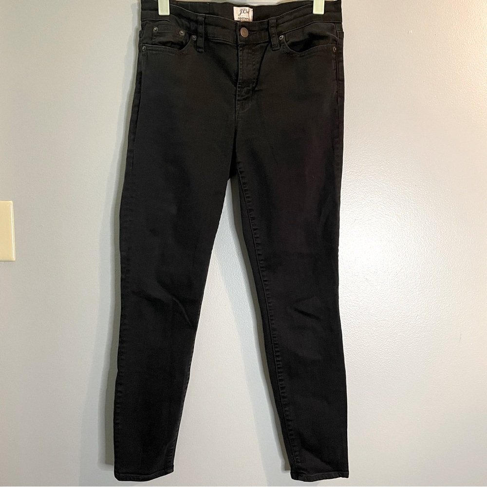 J CREW 8" stretchy toothpick jean in true black SZ/29 - Picture 1 of 9